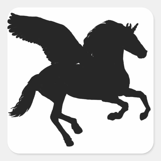 Silhouette mit Flügel Quadratischer Aufkleber (Vorderseite)