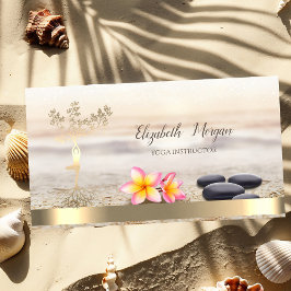 Silhouette mit Goldbaum, Zen-Steine, Blume Visitenkarte