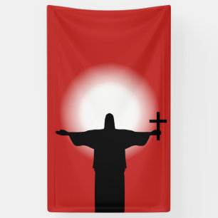 Silhouette mit Kreuz Banner