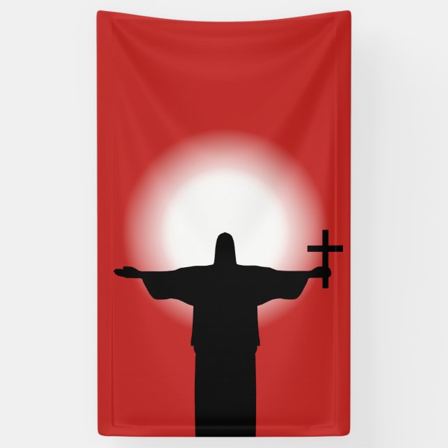 Silhouette mit Kreuz Banner (Vertikal)