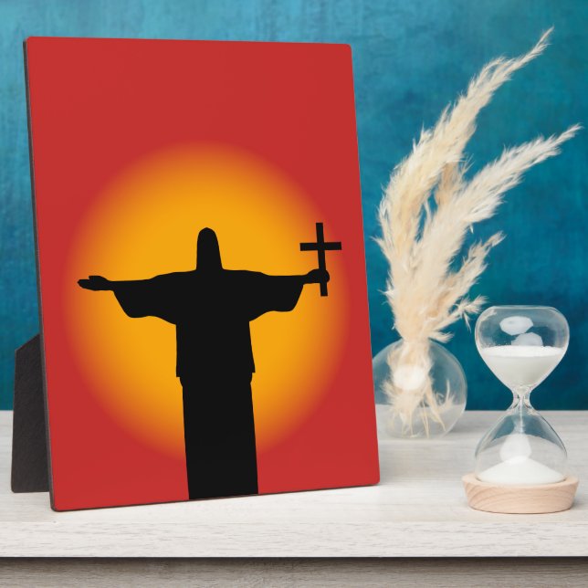 Silhouette mit Kreuz Fotoplatte (Seite)