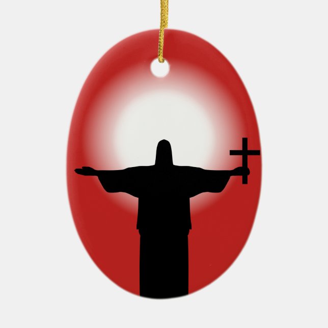 Silhouette mit Kreuz Keramikornament (Vorne)