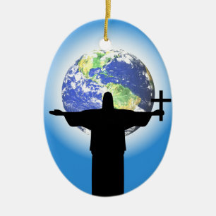Silhouette mit Kreuz Keramikornament