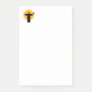 Silhouette mit Kreuz Post-it Klebezettel