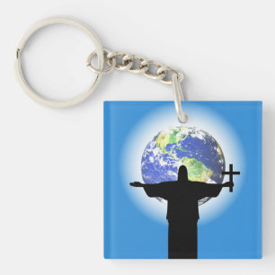 Silhouette mit Kreuz Schlüsselanhänger