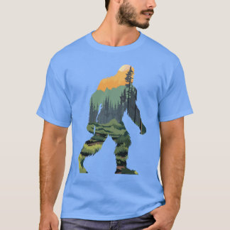 Silhouette mit landschaftlichem Wald Berg Sonnenun T-Shirt