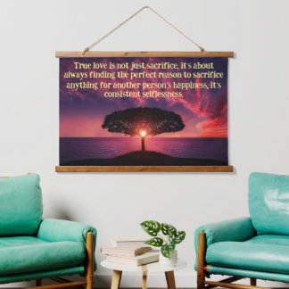 Silhouette mit schöner Ozeansonne Wandteppich Mit Holzrahmen