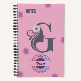 Silhouette Monogram Notebook - Benannt mit Letter  Notizbuch