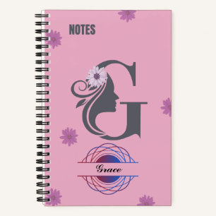 Silhouette Monogram Notebook - Benannt mit Letter  Notizbuch