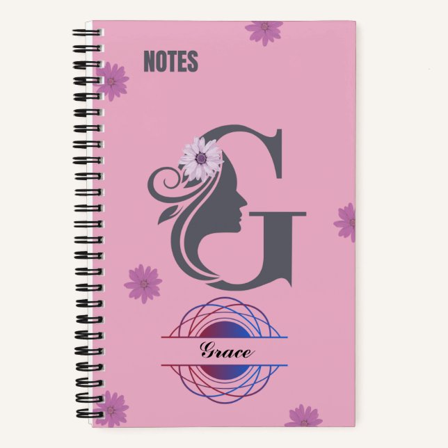 Silhouette Monogram Notebook - Benannt mit Letter  Notizbuch (Vorderseite)