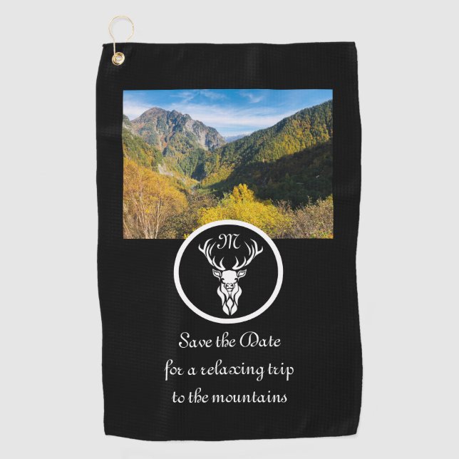 Silhouette-Monogramm-Foto für Snow White Buck Golfhandtuch (Vorderseite)