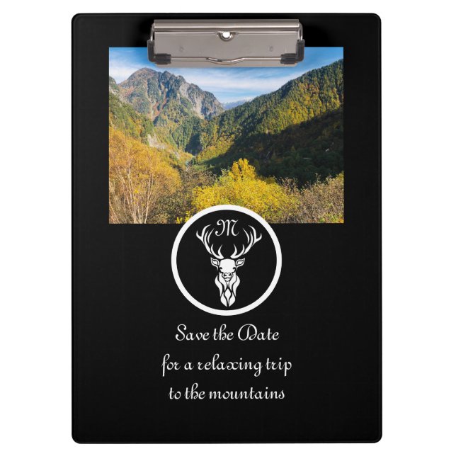 Silhouette-Monogramm-Foto für Snow White Buck Klemmbrett (Vorderseite)