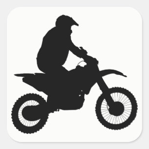 Silhouette Motocross Quadratischer Aufkleber