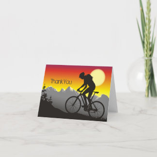 Silhouette Mountain Bike Mountain und Sun Dankeskarte