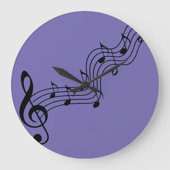 Silhouette-musical-note-clef-bass Große Wanduhr (Vorderseite)