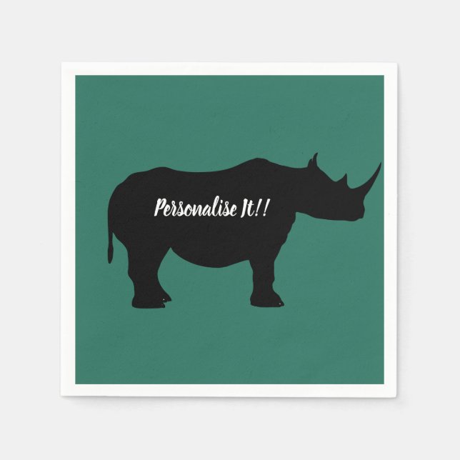 Silhouette Nashorn Serviette (Vorderseite)