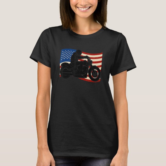 Silhouette of a person riding a motorcycle with am T-Shirt (Vorderseite)