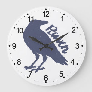 Silhouette of crow - Choose background color Große Wanduhr