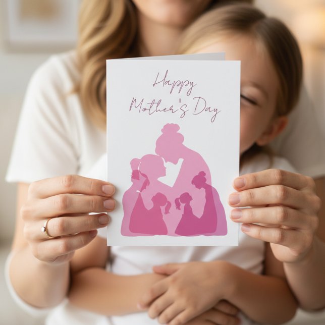 Silhouette of Mom and Daughter Minimalist Elegant Karte (Von Creator hochgeladen)