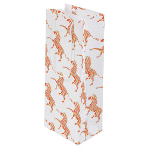 Silhouette Orange und White Zebra Geschenktüte Für Weinflaschen