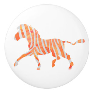 Silhouette Orange und White Zebra Keramikknauf