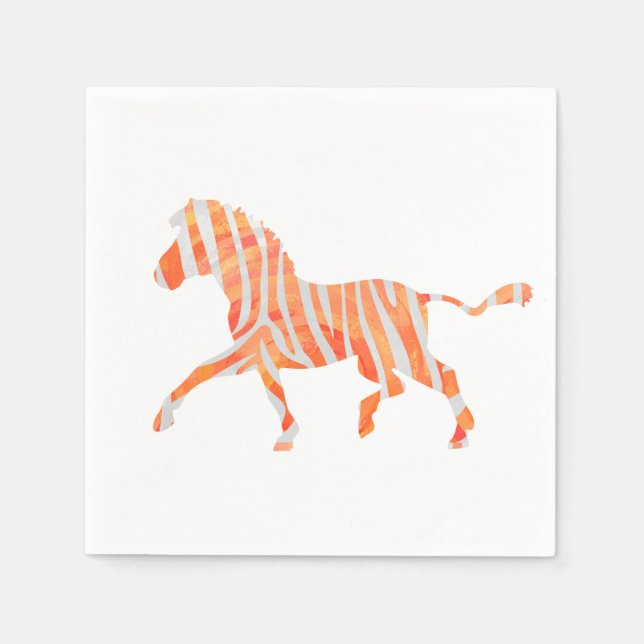 Silhouette Orange und White Zebra Serviette (Vorderseite)