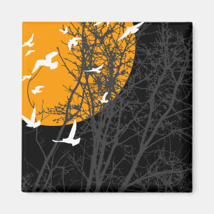 Silhouette: Orangenmond Magnet