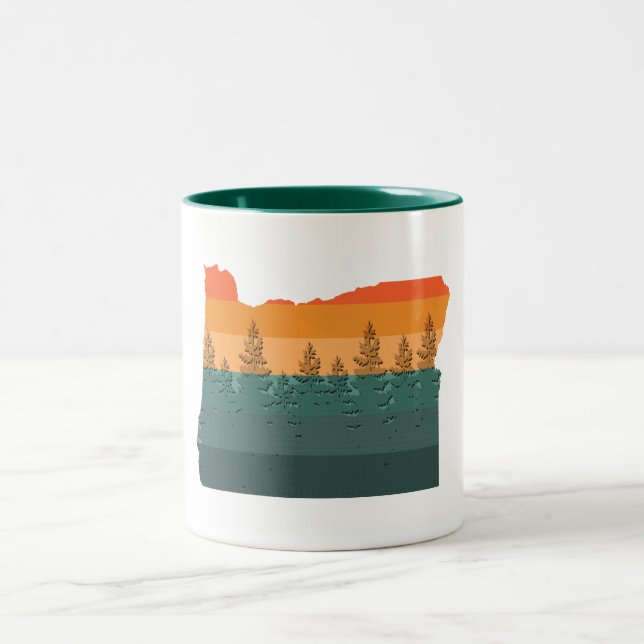 Silhouette Oregon Tree Zweifarbige Tasse (Mittel)