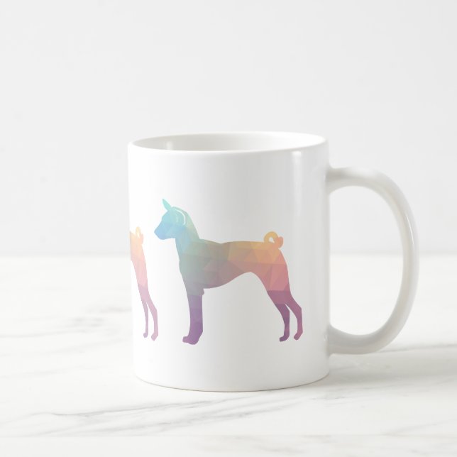 Silhouette Pastell der geometrischen Basenji-Muste Tasse (Rechts)