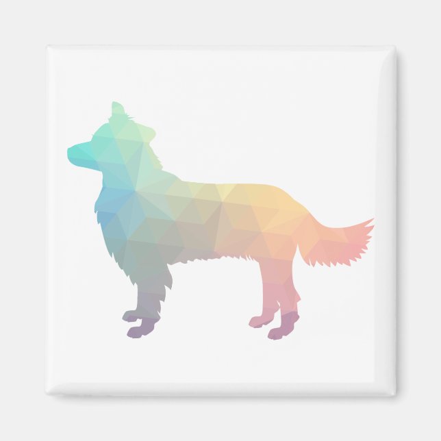 Silhouette-Pastell für Border Collie Geometric Magnet (Vorne)