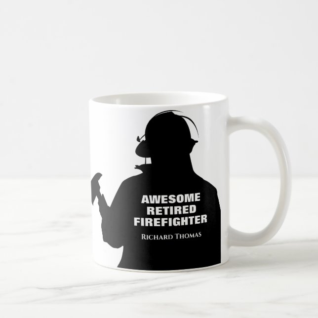 Silhouette Personalisierte Feuerwehrruhestandsrege Kaffeetasse (Rechts)