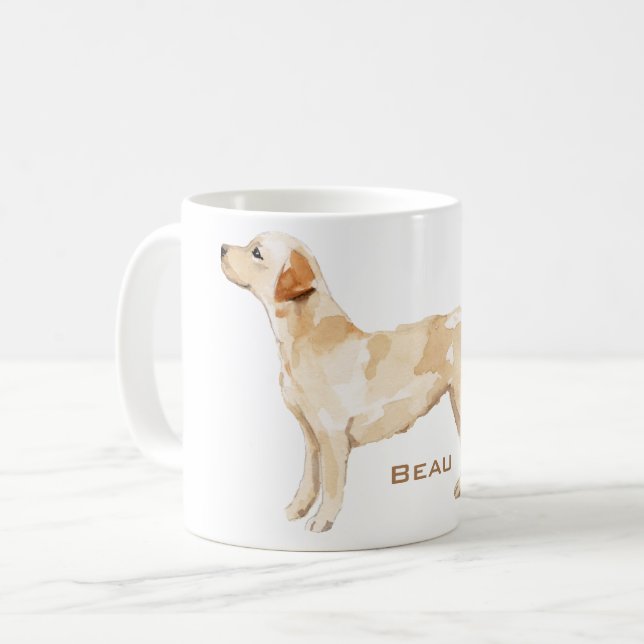 Silhouette personalisierter Gelbe Labrador Kaffeetasse (Vorderseite Links)