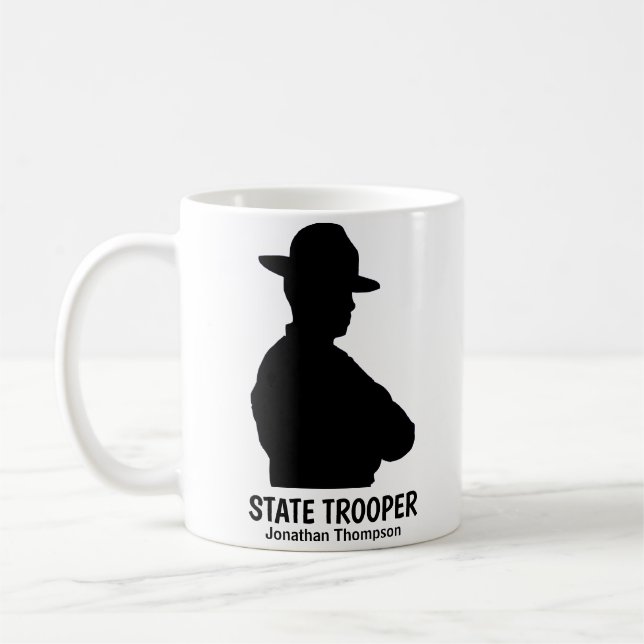 Silhouette Personalisierter Staat Trooper Kaffee T Kaffeetasse (Links)