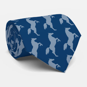Silhouette Pferde Muster   Blau Krawatte