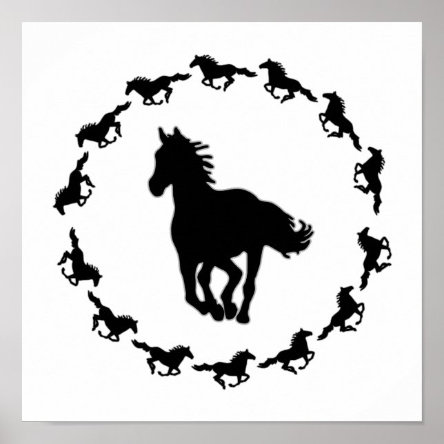 Silhouette Pferdedesign Poster (Vorne)