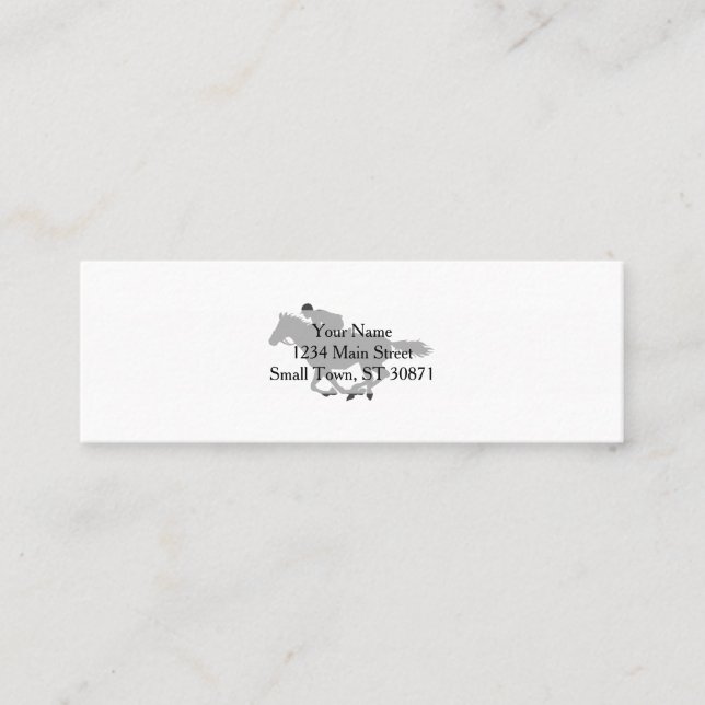 Silhouette-Pferdejockey - Farbe wählen Mini Visitenkarte (Vorderseite)