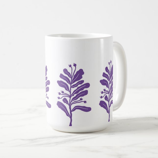Silhouette Pflanze Blume Minimal botanisch Kaffeetasse (VorderseiteRechts)