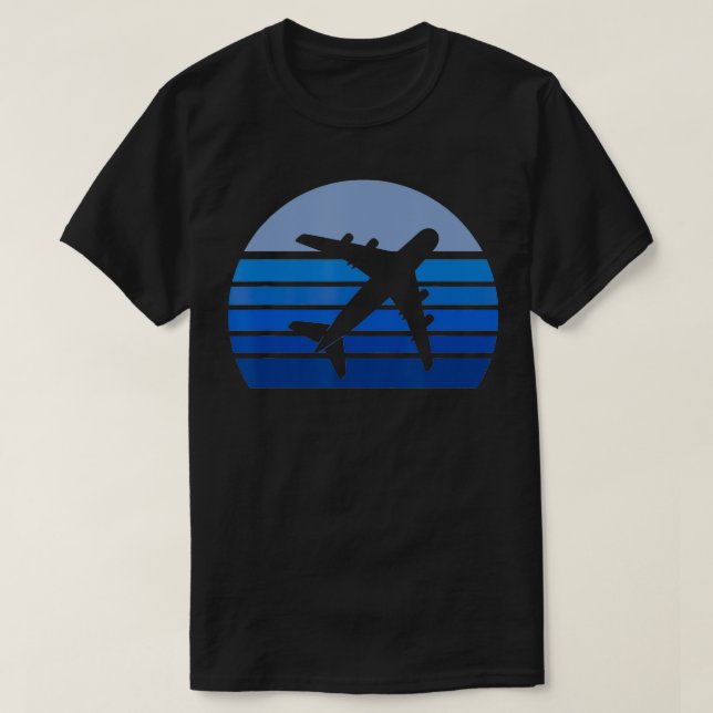 Silhouette-Piloten für Retro-Luftfahrzeuge T-Shirt (Design vorne)