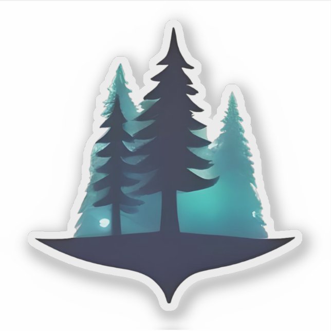 Silhouette Pines mit mystischem Glanz Aufkleber (Vorderseite)