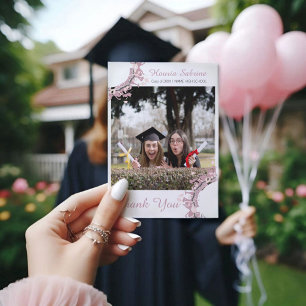 Silhouette Pink Graduate - Danke Karte