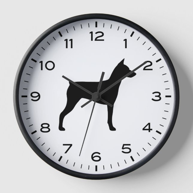 Silhouette Pinscher Hund Uhr (Vorderseite)