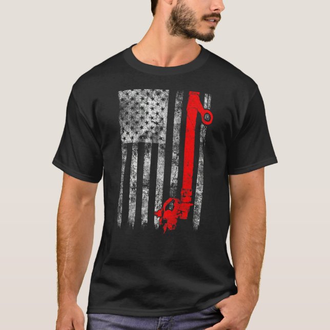 Silhouette Power Line Fuse American Flag Lineman T-Shirt (Vorderseite)
