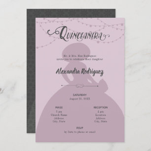 Silhouette Quinceanera aus Zuckerkulpturen und Sta Einladung