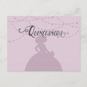 Silhouette Quinceanera aus Zuckerkulpturen und Sta Einladungspostkarte