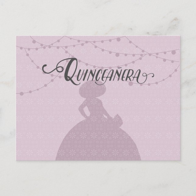 Silhouette Quinceanera aus Zuckerkulpturen und Sta Einladungspostkarte (Vorderseite)