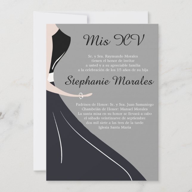 Silhouette Quinceanera Einladung (Vorderseite)