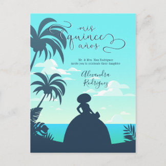 Silhouette Quinceanera Einladungspostkarte