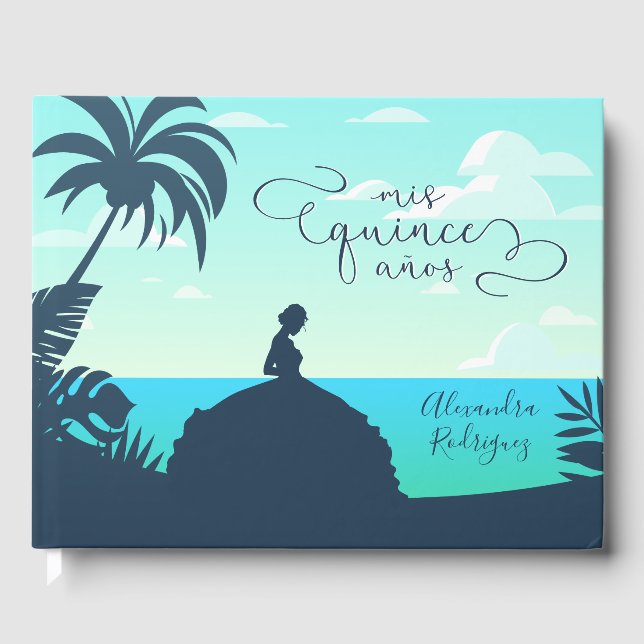 Silhouette Quinceanera Gästebuch (Vorderseite)