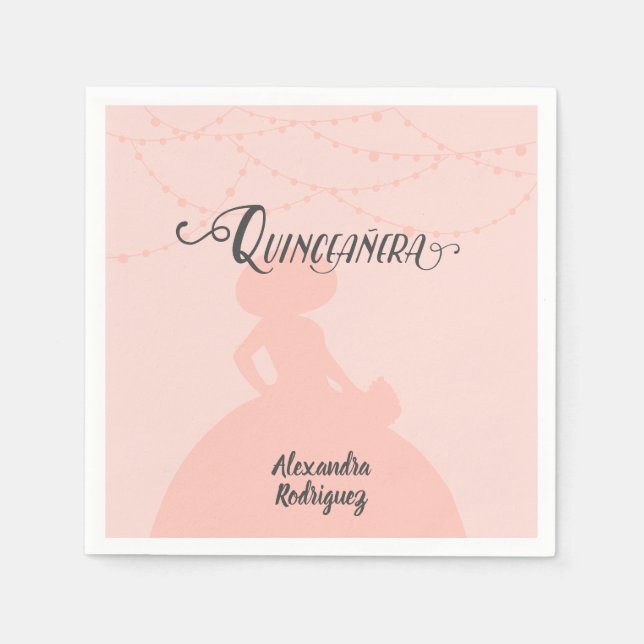 Silhouette Quinceanera Serviette (Vorderseite)
