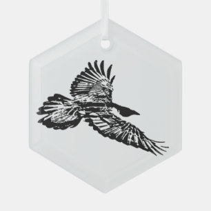 Silhouette Raven in der Natur des Vogelschwarms Ornament Aus Glas